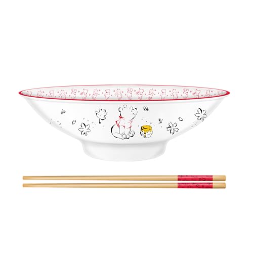 Bol à ramen en céramique Winnie l'ourson, style pinceau japonais, 30 oz Confiserie et cie