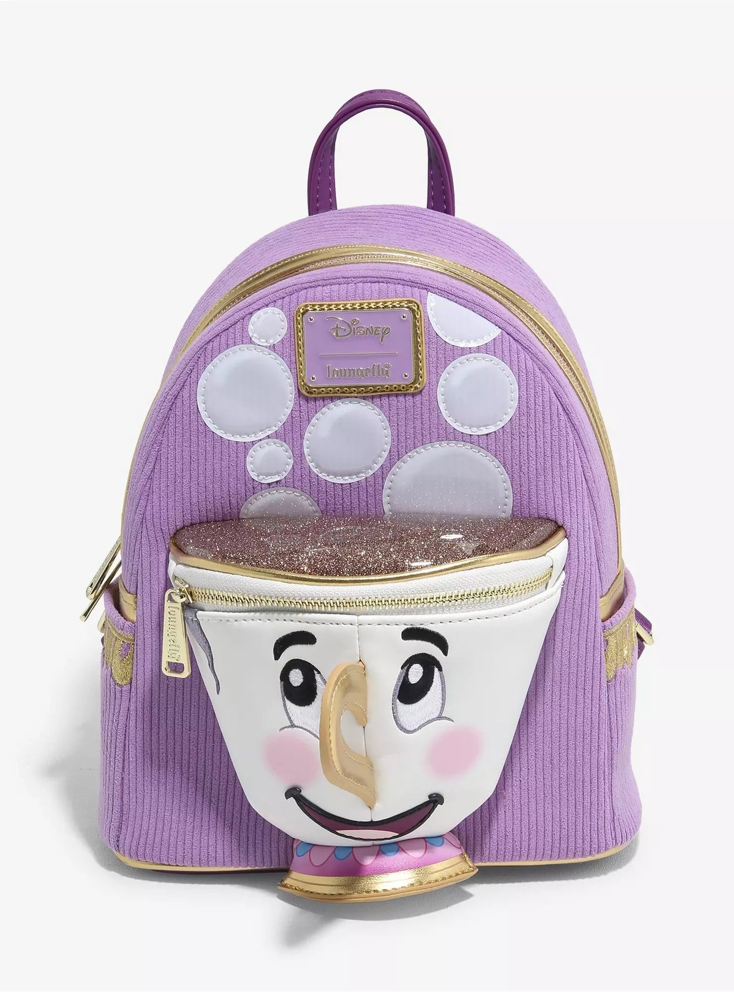 Loungefly Disney Beauty and the Beast Chip Figural Corduroy Mini Backpack HT/BL