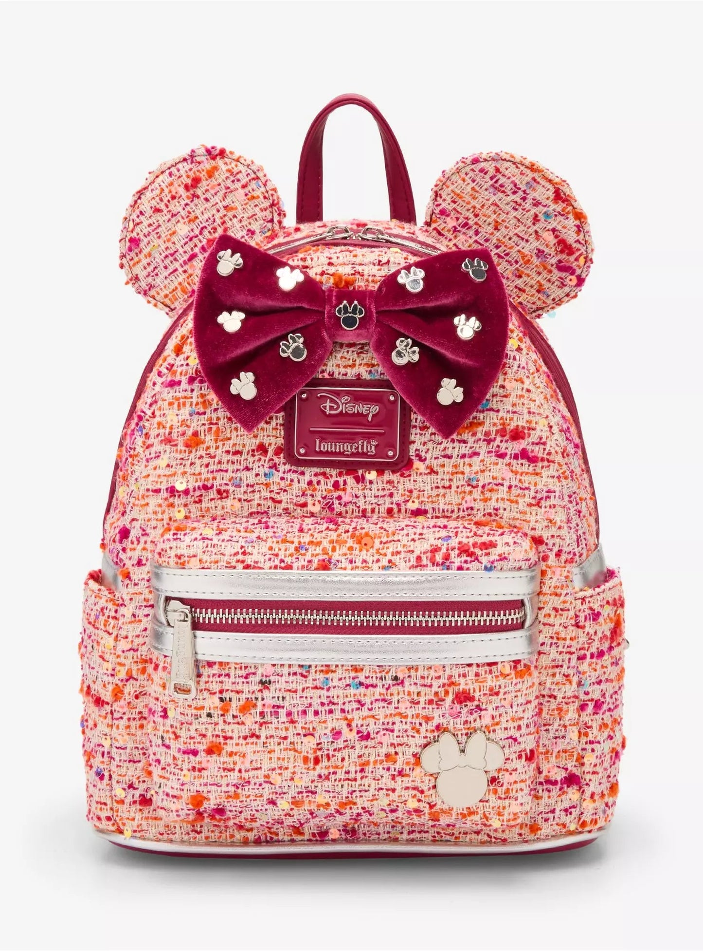Loungefly Pink Bouclé Fabric Minnie Mouse Ears Mini Backpack HT/BL