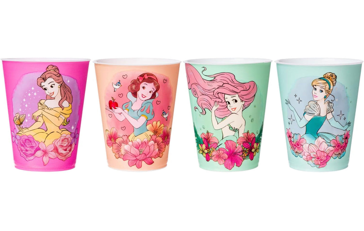 Ensemble de 4 mini-gobelets en plastique de 1,5 oz avec citations florales Disney Princess Floral Qu Ma boutique