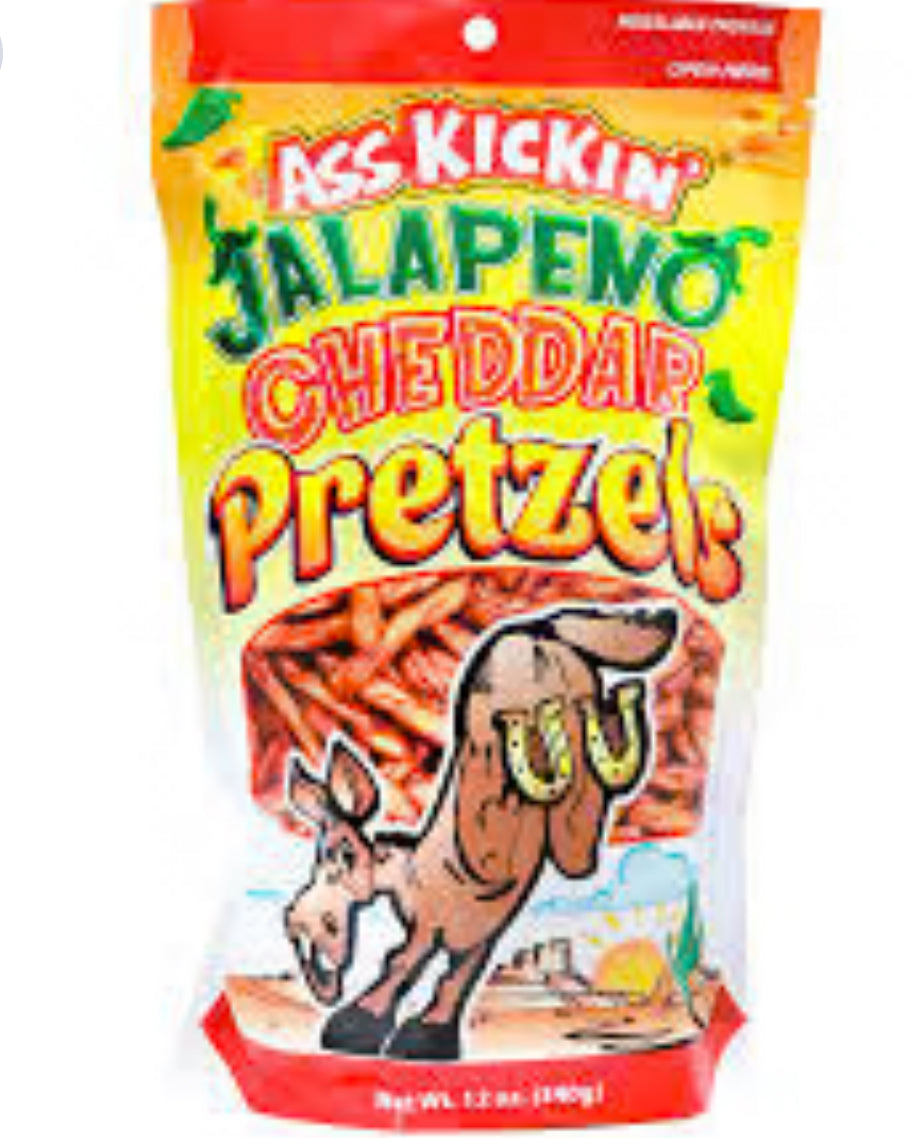 Ass Kickin' Jalapeno Cheddar Pretzels 12oz 340g Exosweet