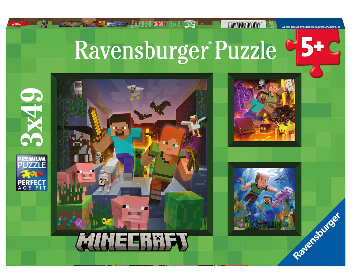 Minecraft Biomes 3 x 49 pc Puzzle Ravensburger