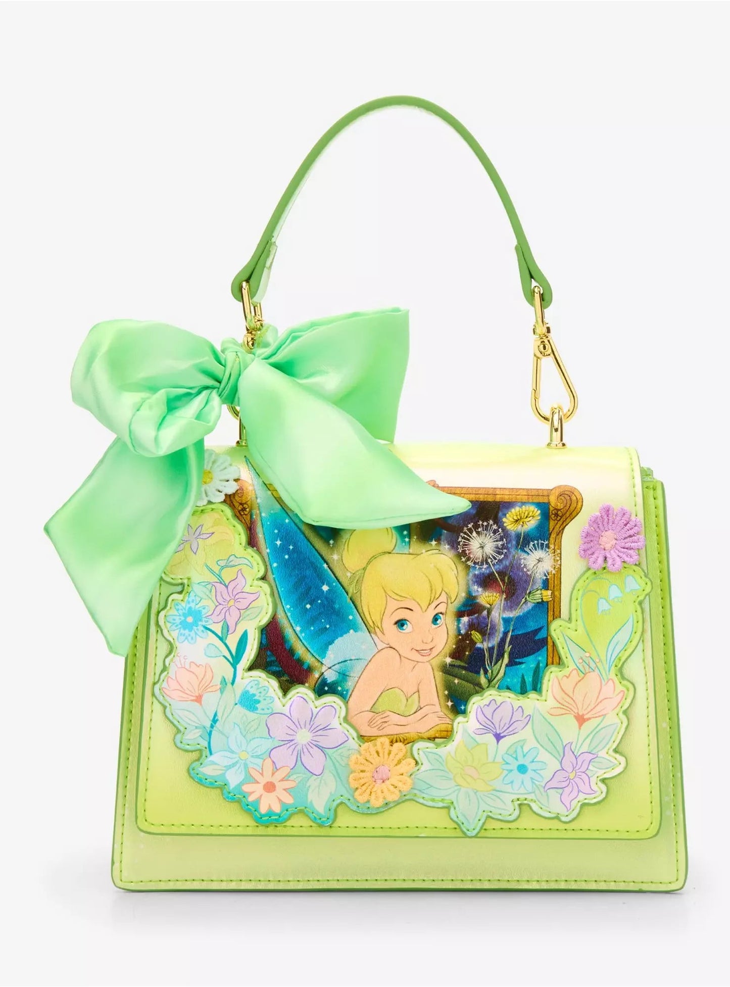 Loungefly Disney Peter Pan Tinker Bell Flower Iridescent Crossbody Bag HT/BL
