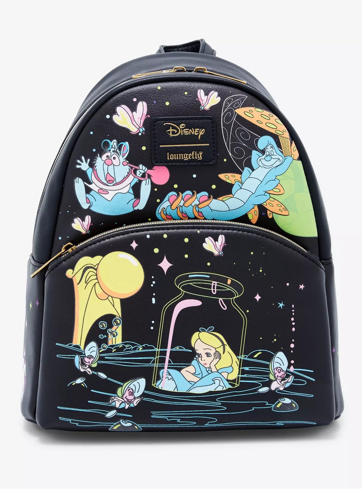 Loungefly Disney Alice In Wonderland Glow-In-The-Dark Characters Mini Backpack HT/BL