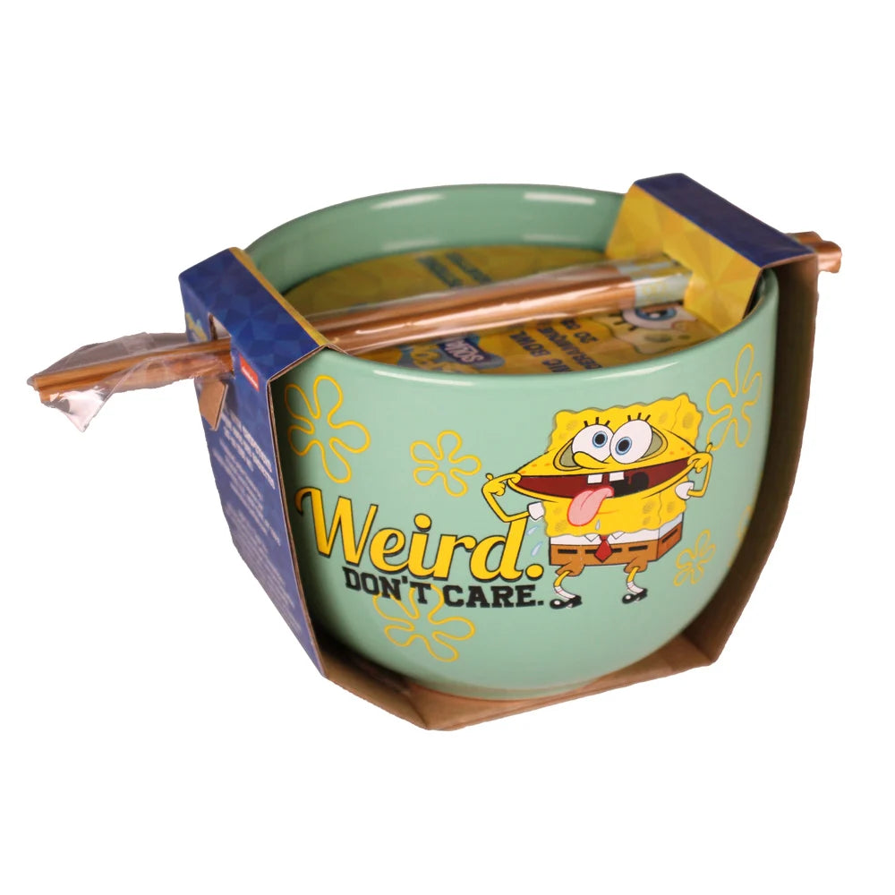 Bol à ramen Bob l'éponge Weird Don't Care de 20 oz avec baguettes Confiserie et cie