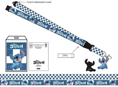 DISNEY - Stitch with Checkered Background Sublimated Strap Lanyard Confiserie et cie