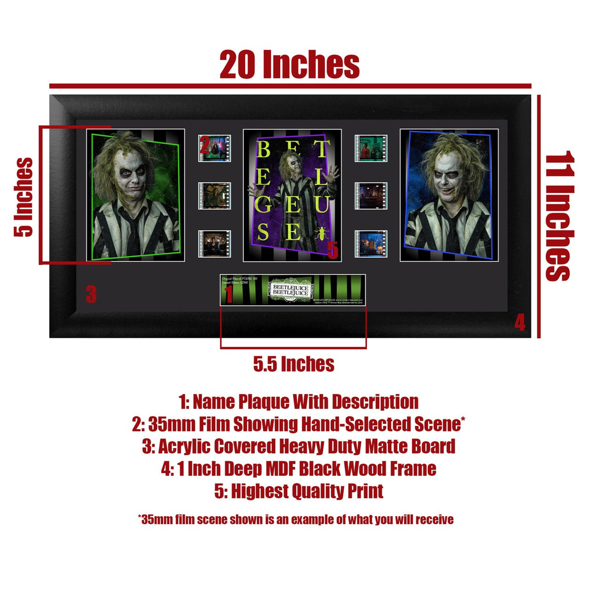 Beetlejuice Beetlejuice (S1) Limited Edition Trio Framed FilmCells Presentation