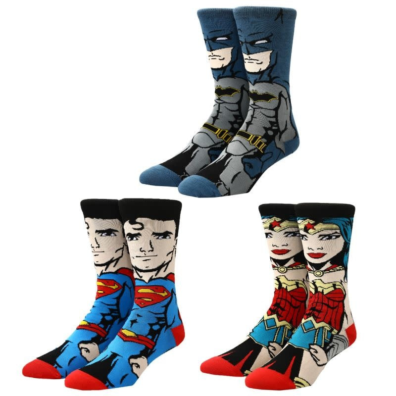JUSTICE LEAGUE - Batman, Superman, and Wonder Woman Socks 3 pair Ma boutique