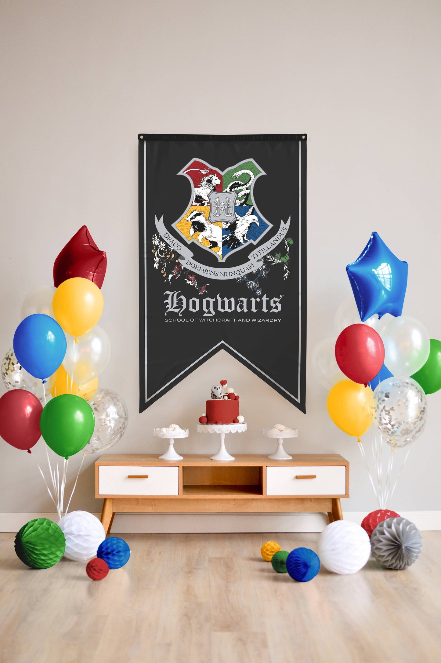 Drapeau Harry Potter avec emblème de Poudlard (30 x 50 pouces)