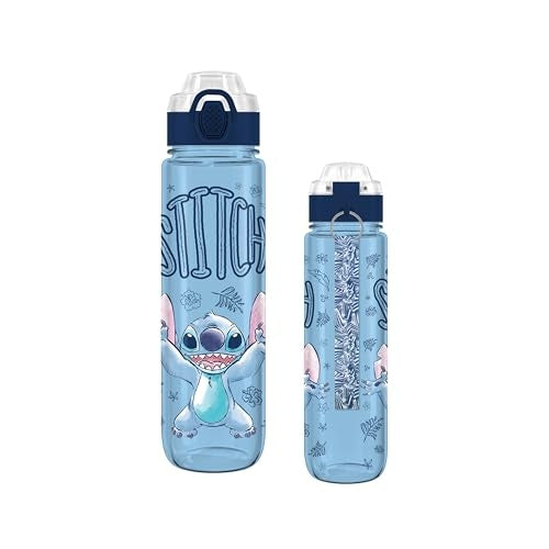 Bouteille d'eau Lilo et Stitch Stitch Arms Up avec fleurs 33 oz