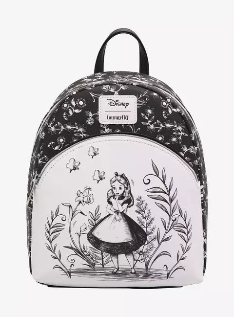 Loungefly Disney Alice In Wonderland Black & White Mini Backpack HT/BL
