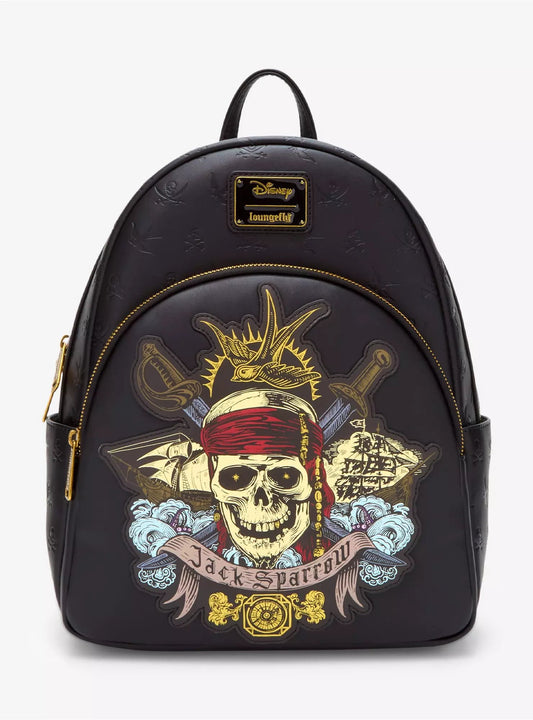 Loungefly Disney Pirates of the Caribbean Jack Sparrow Skull Mini Backpack HT/BL