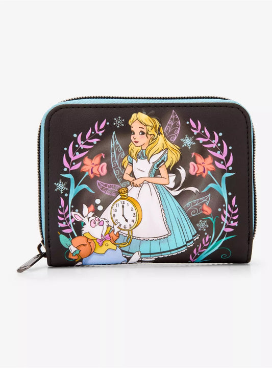 Loungefly Disney Alice In Wonderland Winter Drawing Mini Zipper Wallet HT/BL