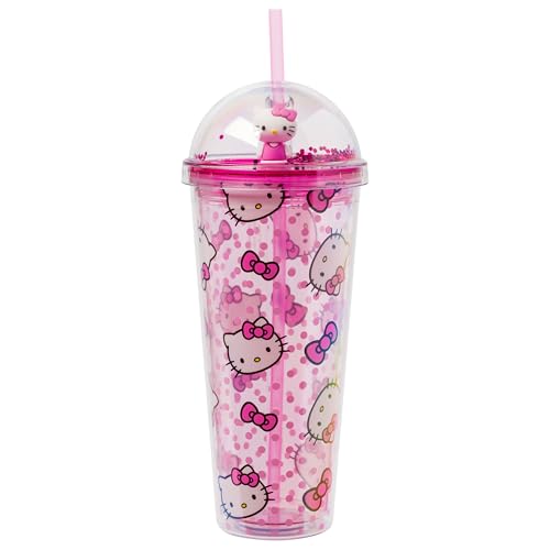 Gobelet Hello Kitty Tossed Face Bows & Dots 24 oz avec couvercle en forme de dôme | Confiserie et cie