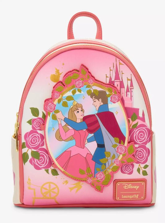 Loungefly Disney Sleeping Beauty Aurora Floral Magnetic Door Mini Backpack HT/BL