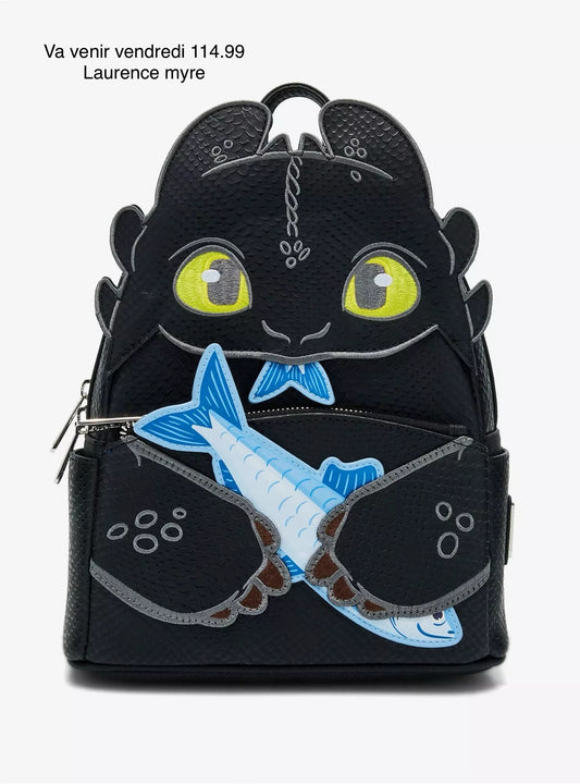 Loungefly DreamWorks – Mini sac à dos figural Harold et le Dragon : Krokmou & Poisson