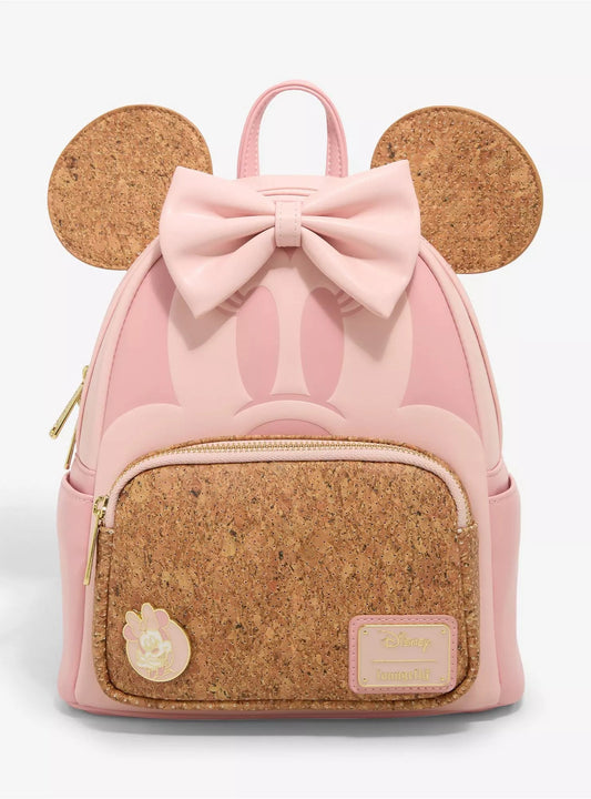Loungefly Disney Minnie Mouse Corkboard Pin Display Ears Mini Backpack with Pin HT/BL