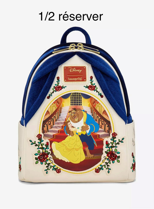 Loungefly Disney Beauty and the Beast Belle & Beast Velvet Mini Backpack HT/BL