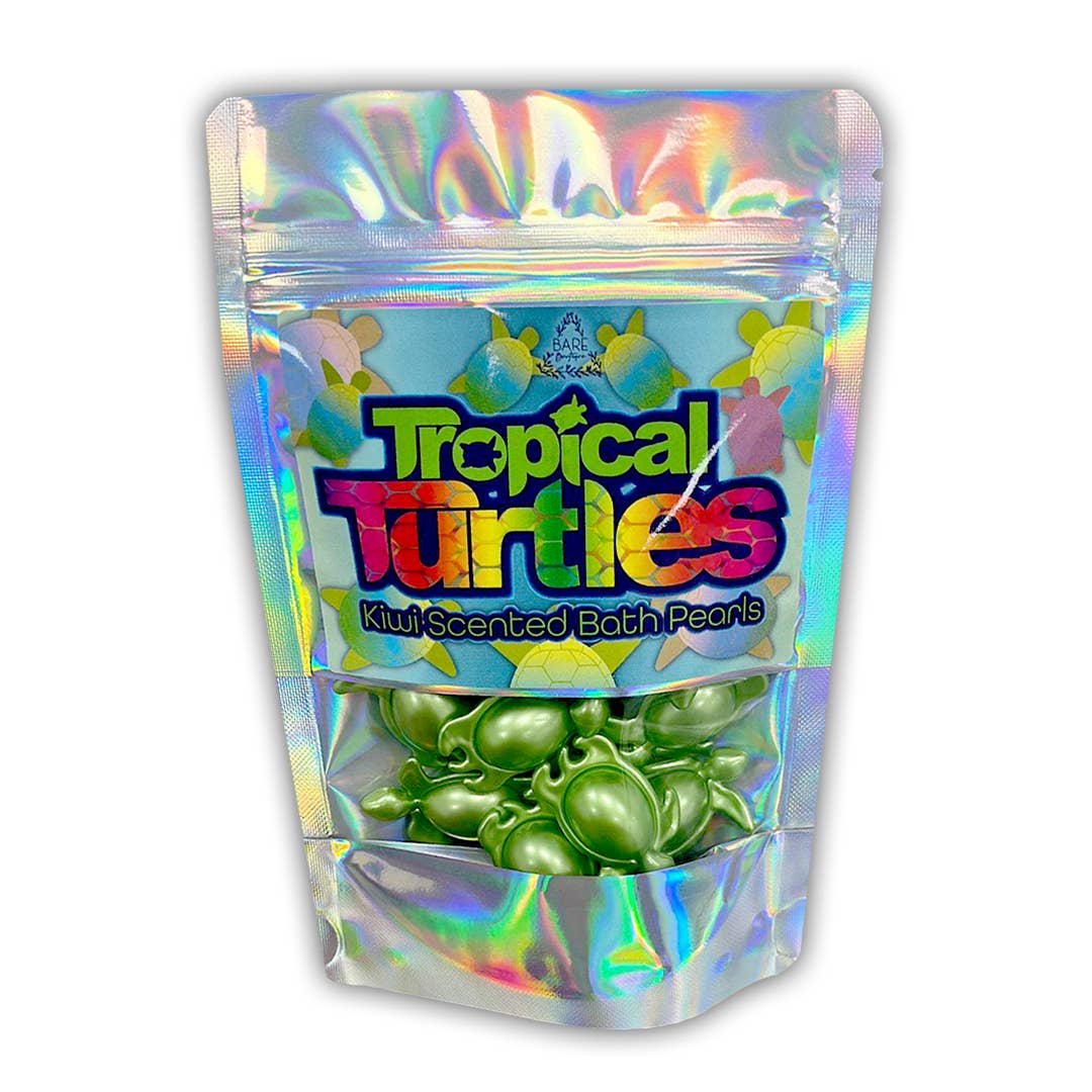 Tortues tropicales. 15 perles de bain en forme de tortue parfumées au kiwi Bare Boutique