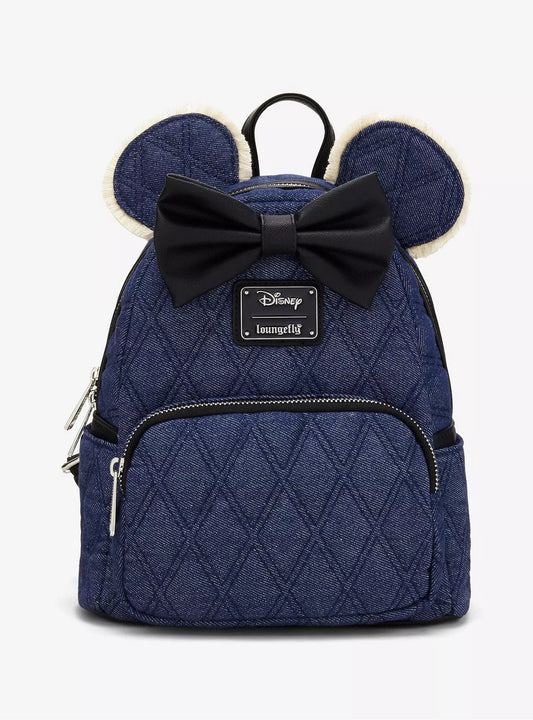 Loungefly Disney Minnie Mouse Denim Quilted Mini Backpack HT/BL