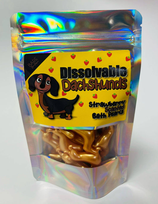 Teckels solubles. 15 perles de bain en forme de chien à la fraise Bare Boutique