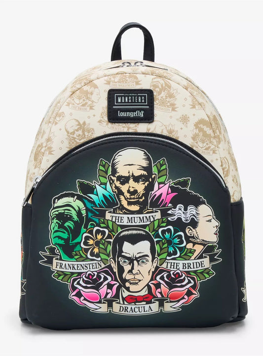 Loungefly Universal Monsters Character Tattoo Mini Backpack HT/BL