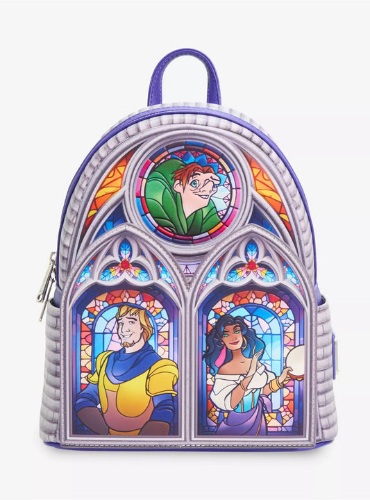 Loungefly Disney The Hunchback of Notre Dame Character Stained Glass Windows Mini Backpack HT/BL