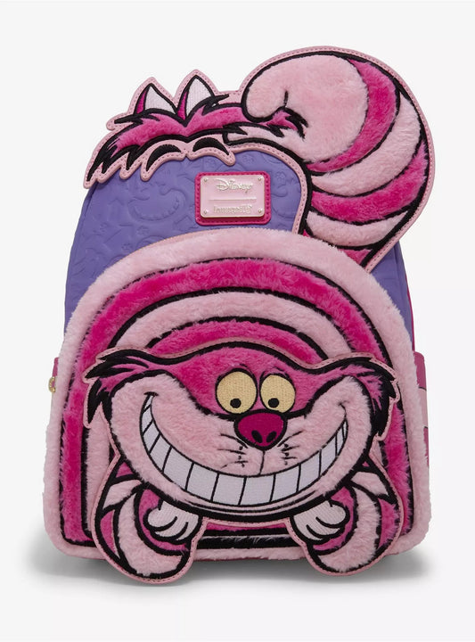Loungefly Disney Alice in Wonderland Fuzzy Cheshire Cat Mini Backpack HT/BL
