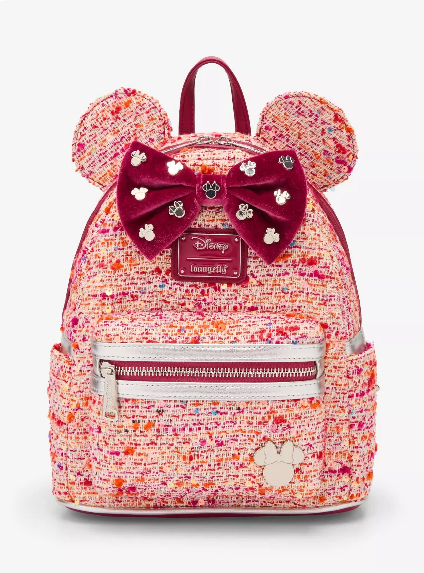 Loungefly Pink Bouclé Fabric Minnie Mouse Ears Mini Backpack HT/BL