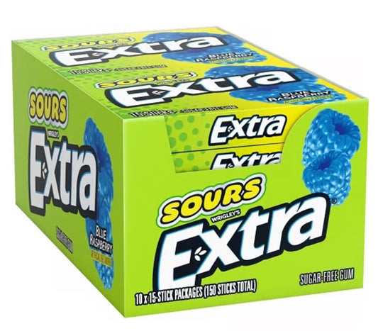 Extra Sours Blue Raspberry – Gomme sans sucre ultra surette Blackcat