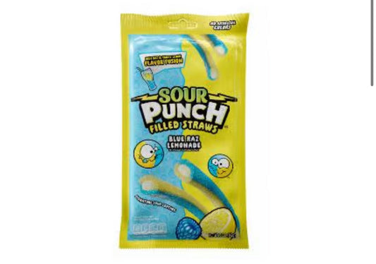 SOUR PUNCH STRAWS - BLUE RASPBERRY-LEMONADE PEG BAG - 5OZ(142G) Blackcat