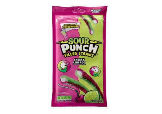SOUR PUNCH STRAWS - CHERRY LIME PEG BAG - 5OZ(142G) Blackcat