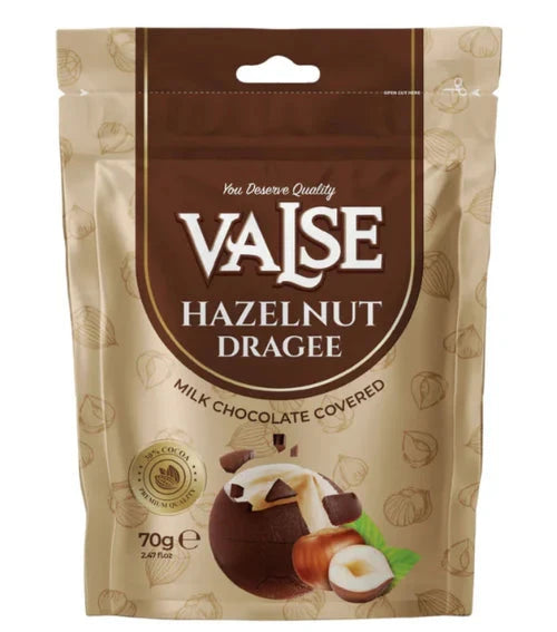 valse hazelnut draged milk chocolate covered 70g Exosweet