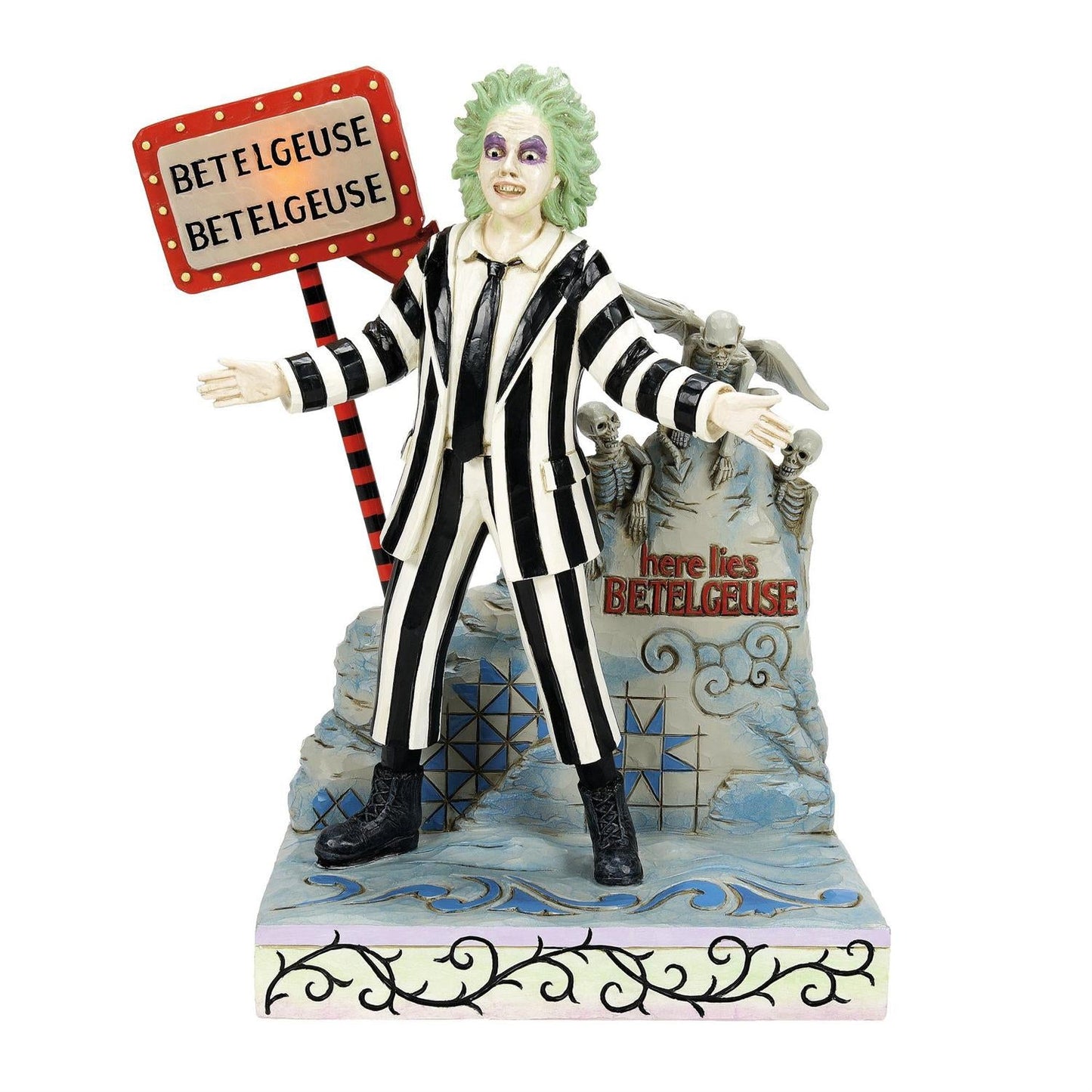 Enseigne LED Beetlejuice et pierre tombale Enesco