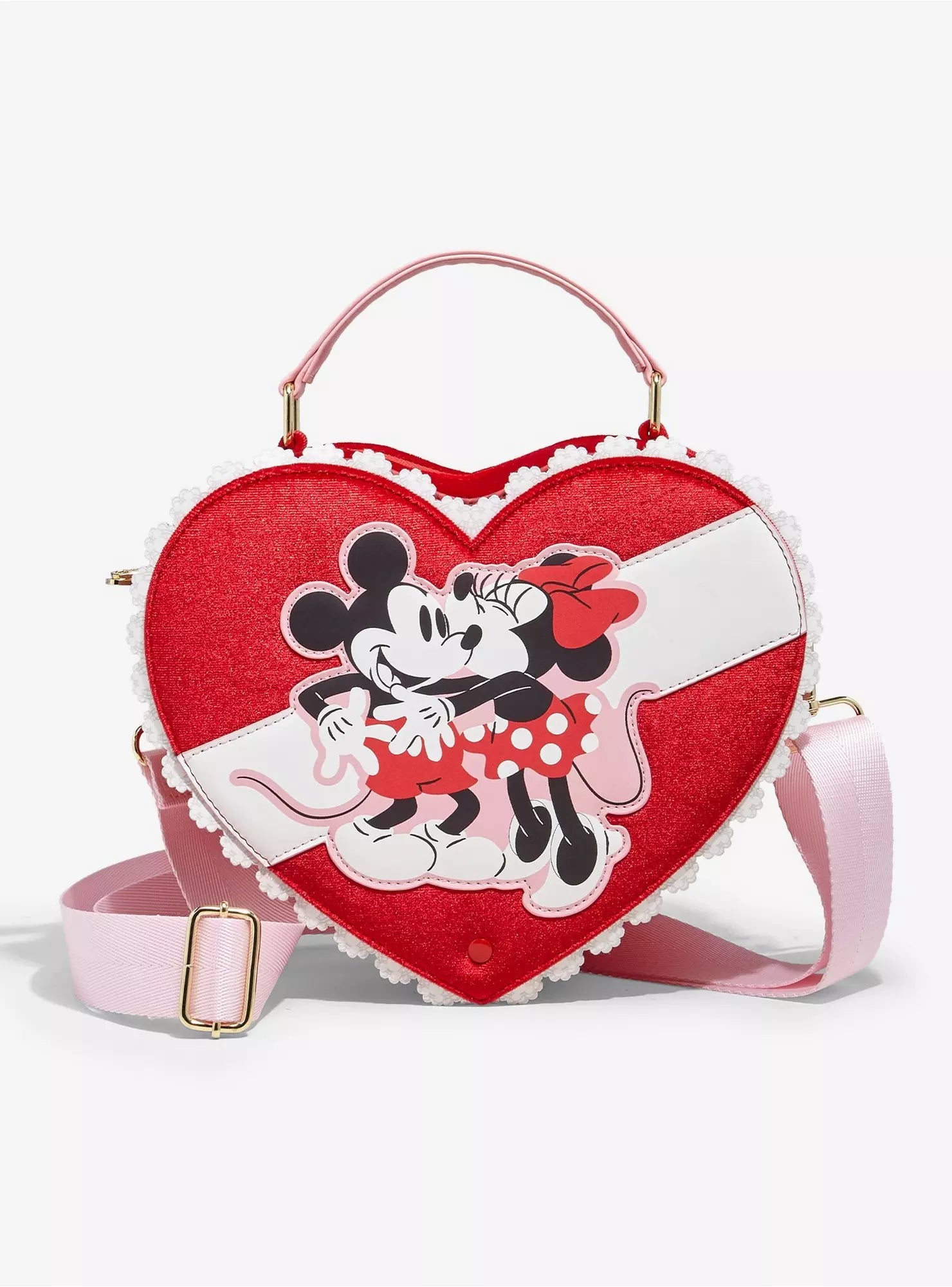 Loungefly Disney Mickey & Minnie Valentine's Day Chocolate Heart Box Chocolate Scented Figural Crossbody HT/BL