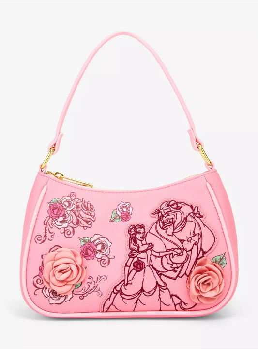 Loungefly Disney Beauty and the Beast Pink Roses Crossbody Bag HT/BL