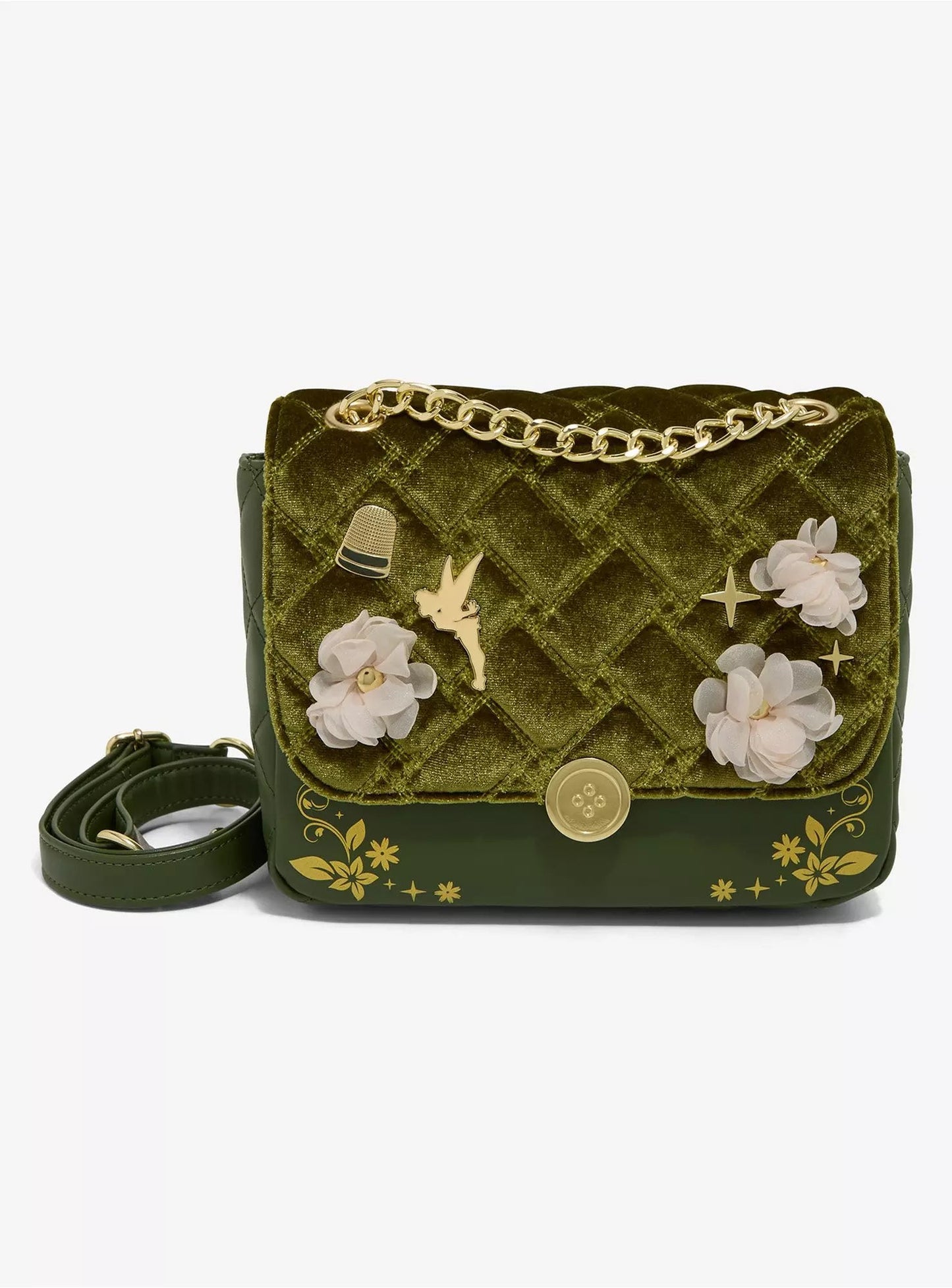 Loungefly Disney Peter Pan Tinker Bell Velvet Crossbody Bag HT/BL