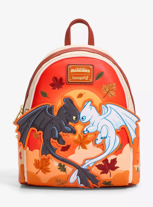 Loungefly DreamWorks How to Train Your Dragon Toothless & Light Fury Autumn Mini Backpack HT/BL