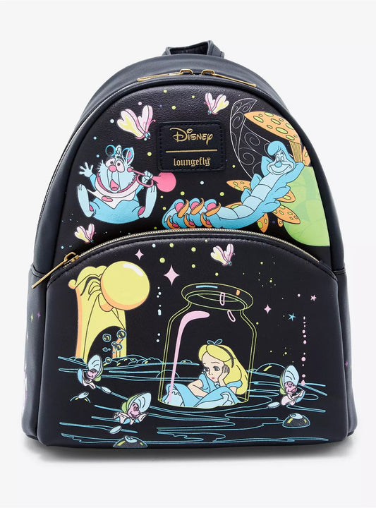 Loungefly Disney Alice In Wonderland Glow-In-The-Dark Characters Mini Backpack HT/BL