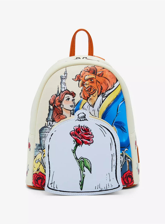Loungefly Disney Beauty And The Beast Couple Rose Mini Backpack HT/BL
