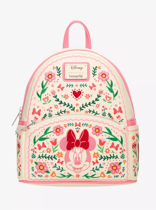 Loungefly Disney Minnie Mouse Floral Embroidered Mini Backpack HT/BL