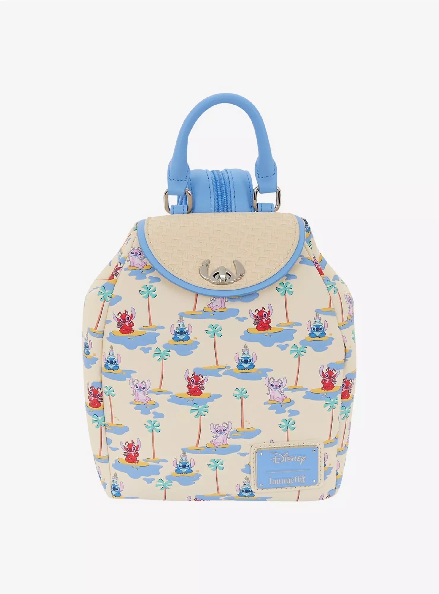 Loungefly Disney Lilo & Stitch Angel, Leroy, & Stitch Allover Print Convertible Mini Backpack HT/BL