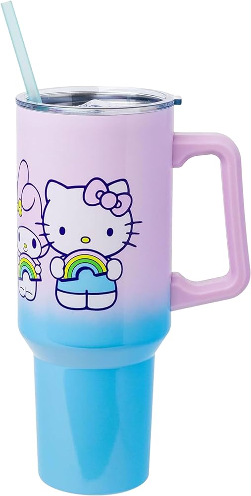 Sanrio Rainbow 40 oz Gobelet en acier inoxydable ombré avec poignée