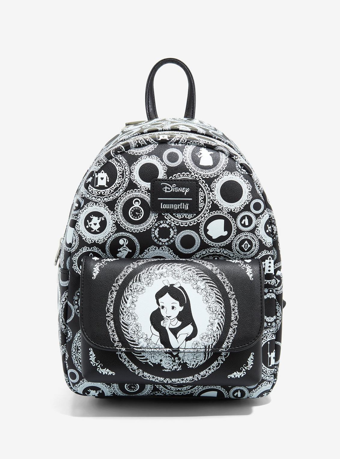 Loungefly Disney Alice In Wonderland Black & White Mini Backpack HT/BL