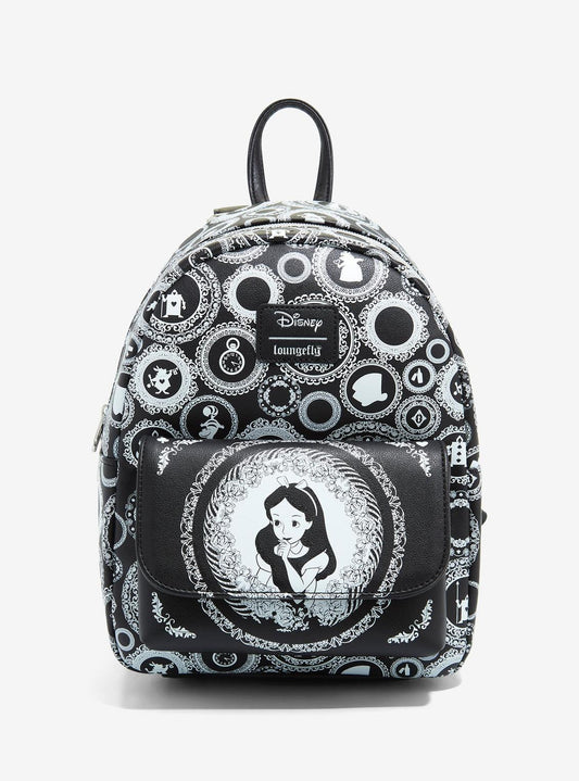 Loungefly Disney Alice In Wonderland Black & White Mini Backpack HT/BL