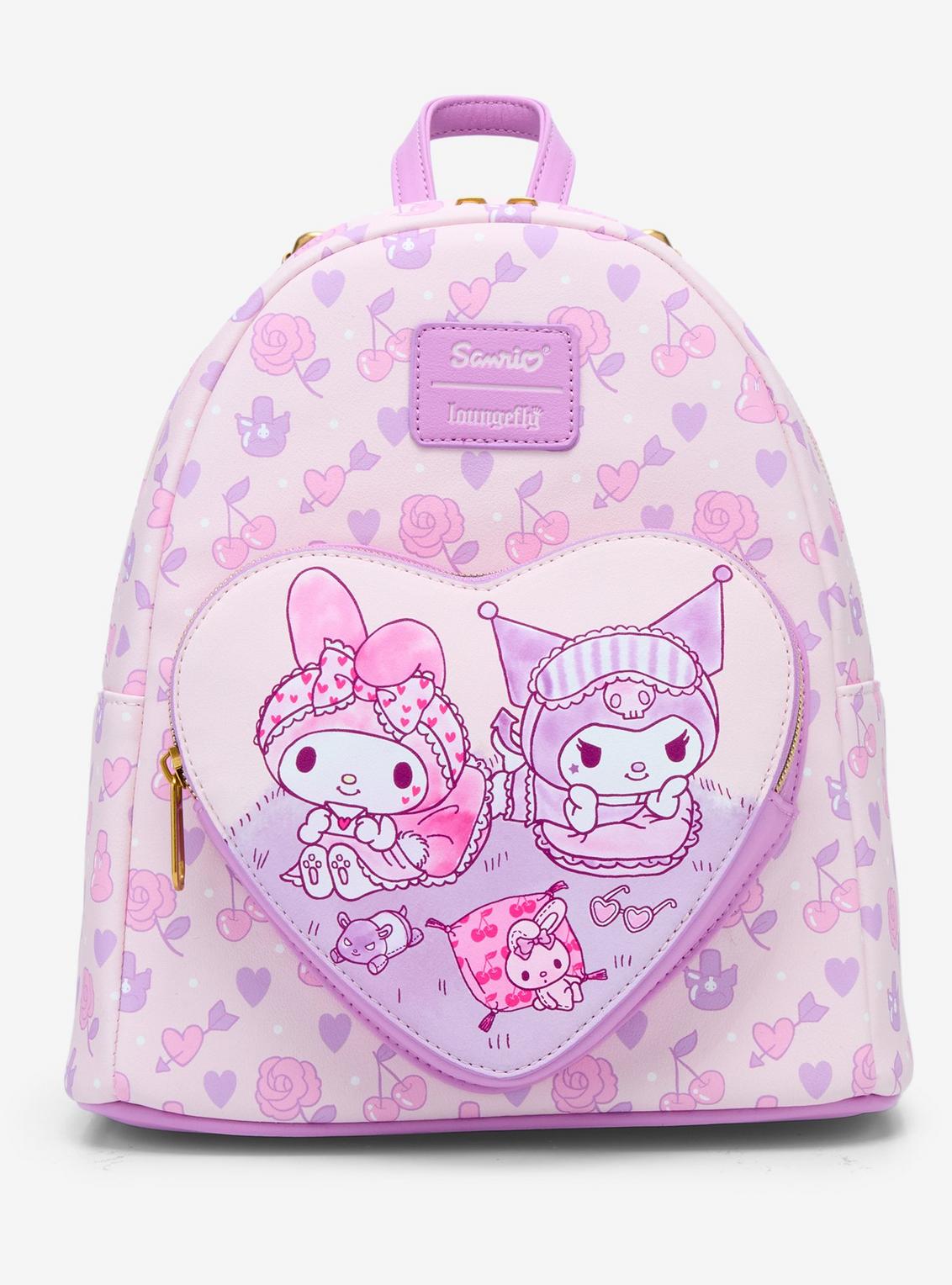 Loungefly My Melody & Kuromi Sleepover Heart Mini Backpack HT/BL