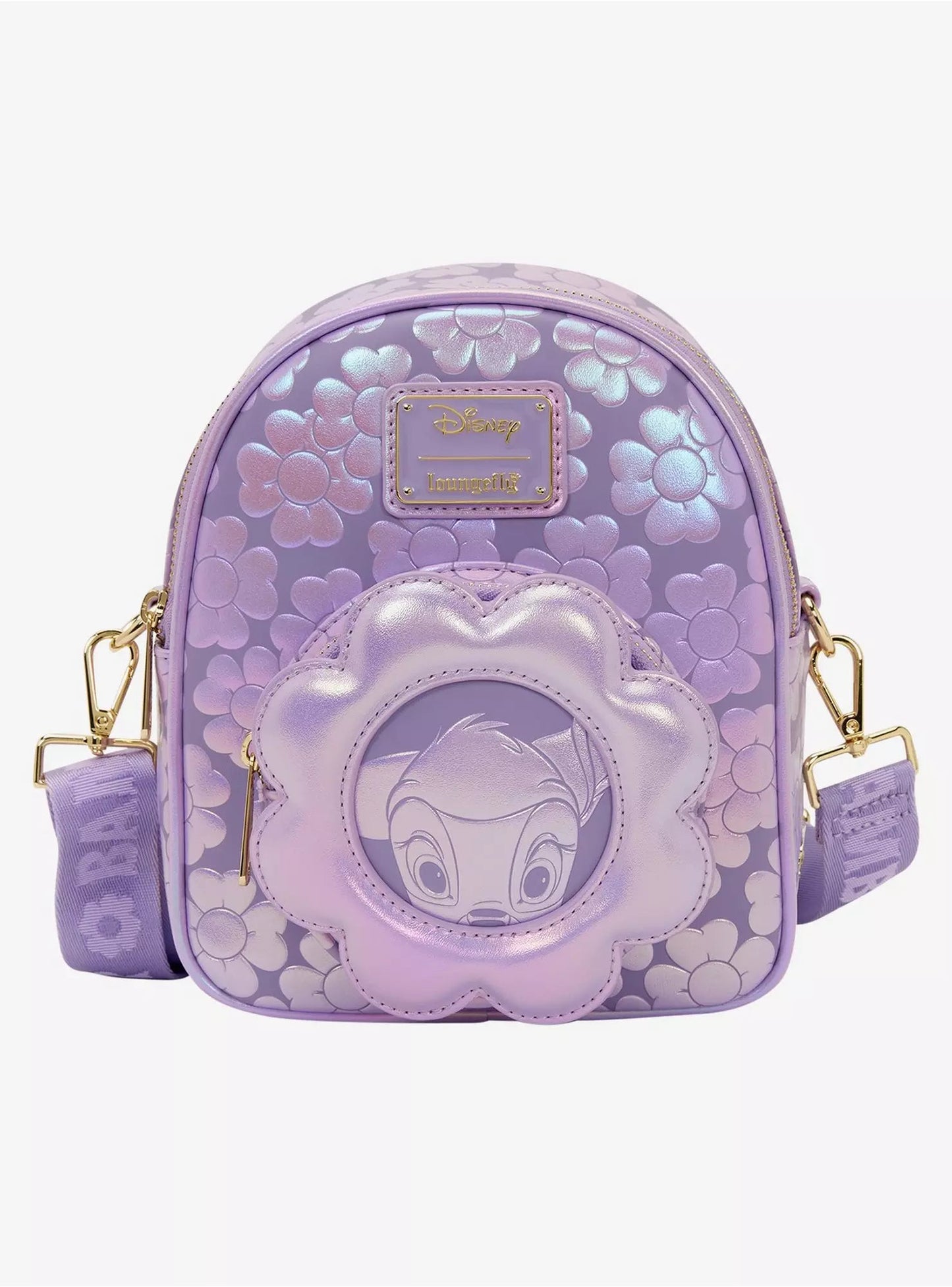 Loungefly Disney Bambi Floral Iridescent Convertible Mini Backpack HT/BL
