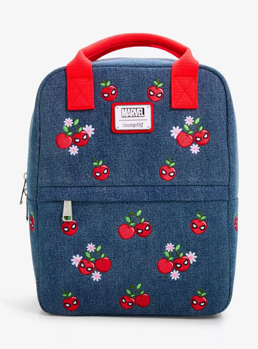Loungefly Marvel Spider-Man Cherries Denim Mini Backpack HT/BL