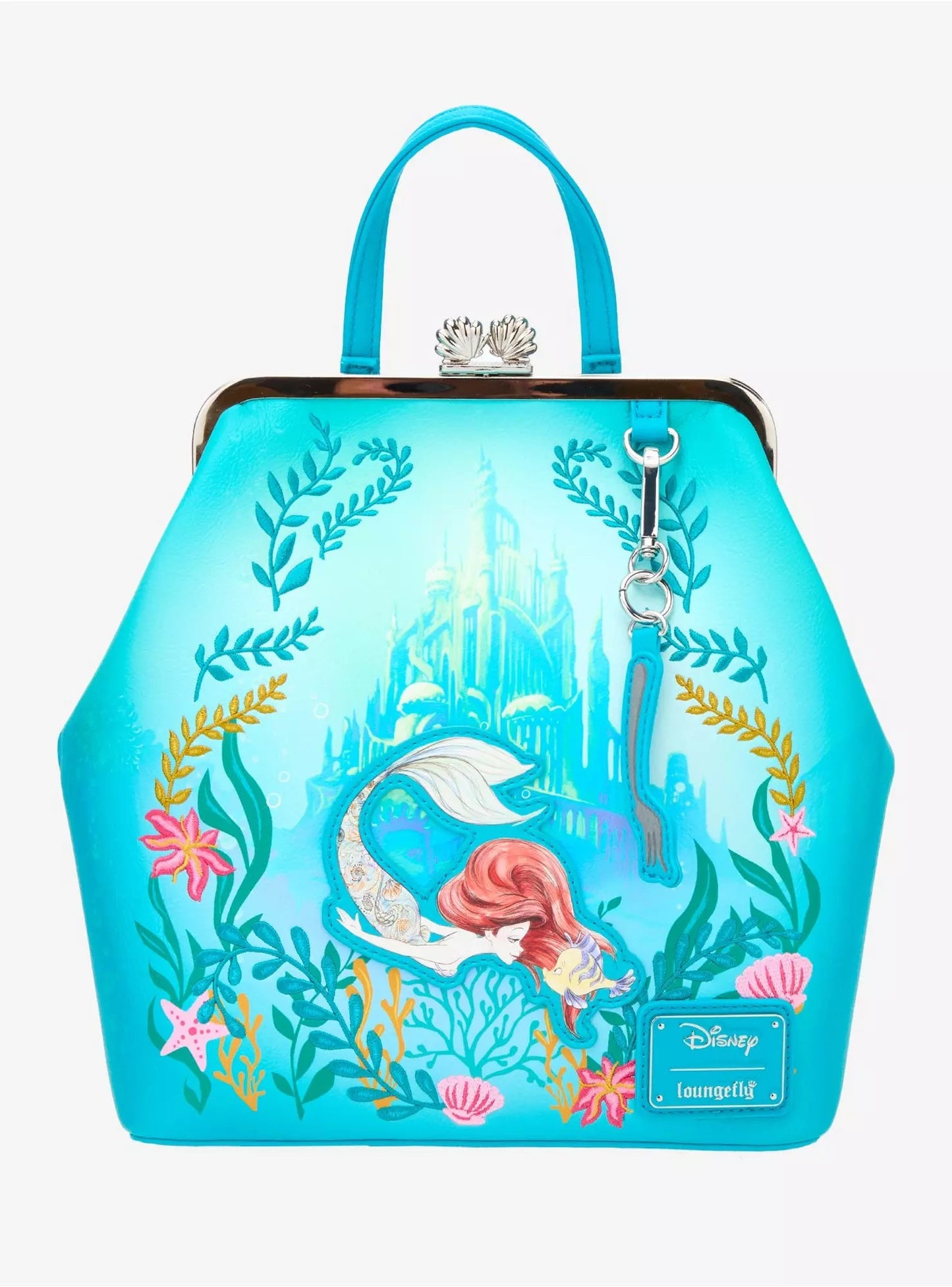 Loungefly Disney The Little Mermaid Ariel Floral Kisslock Mini Backpack HT/BL