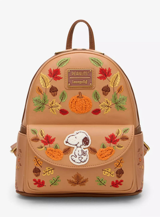 Loungefly Peanuts Snoopy Fall Foliage Chenille Mini Backpack HT/BL